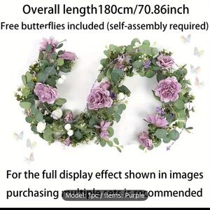 Purple Floral Garland with Butterflies